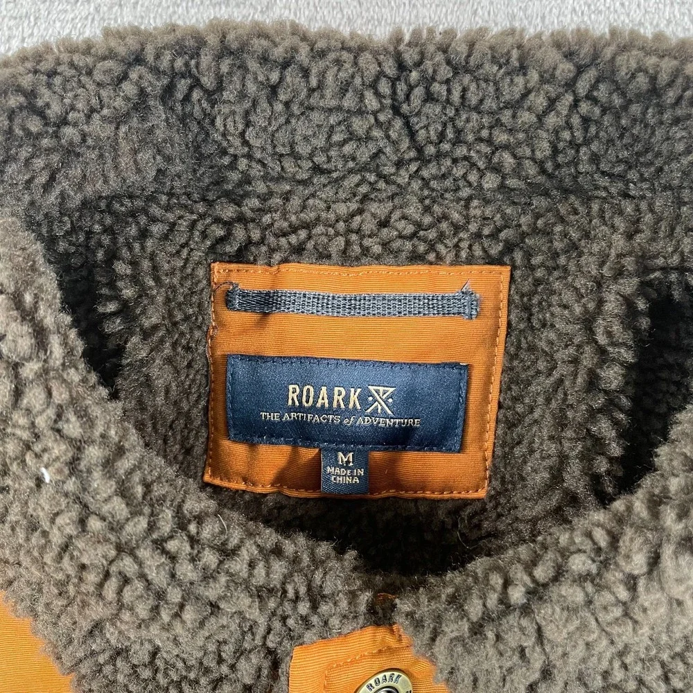 Roark Hebrides Jacket Medium Pecan High Pile Fleece Lined Snap Buttons‎ NWT $140